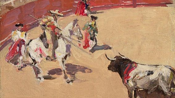 Джон Лавери. Растравливание быка на арене. 1892