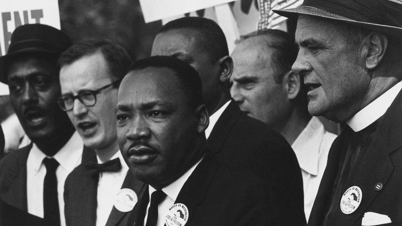 Мартин Лютер Кинг на марше за гражданские права в Вашингтоне, 1963 год