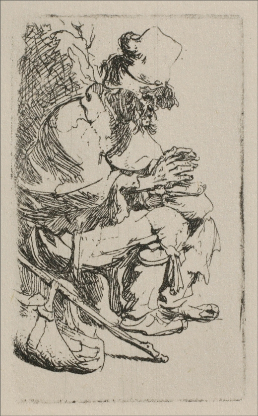Рембрандт Харменс ван Рейн. Нищий греет руки над чашей. 1630