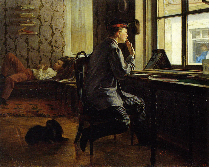 Илья Репин. Приготовление к экзамену. 1864