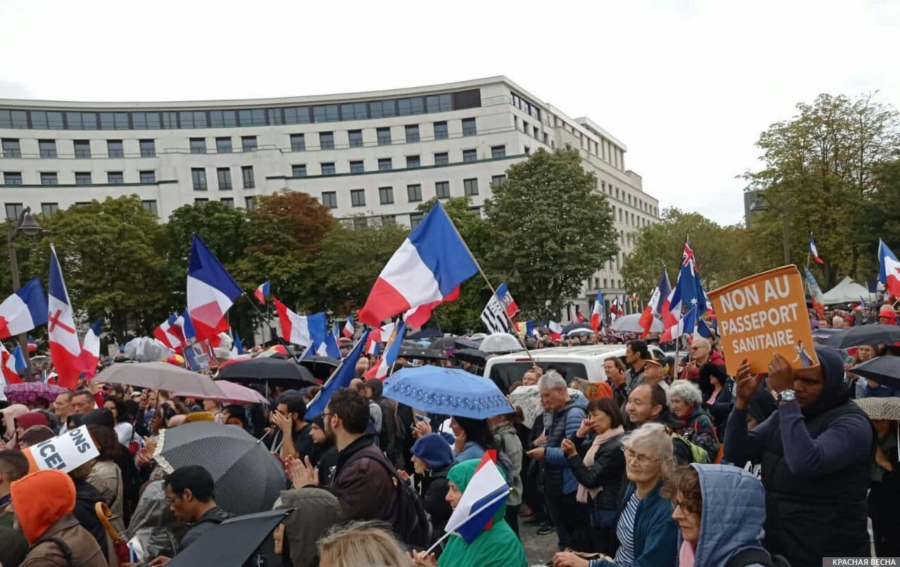 Митинг против принудительной вакцинации во Франции