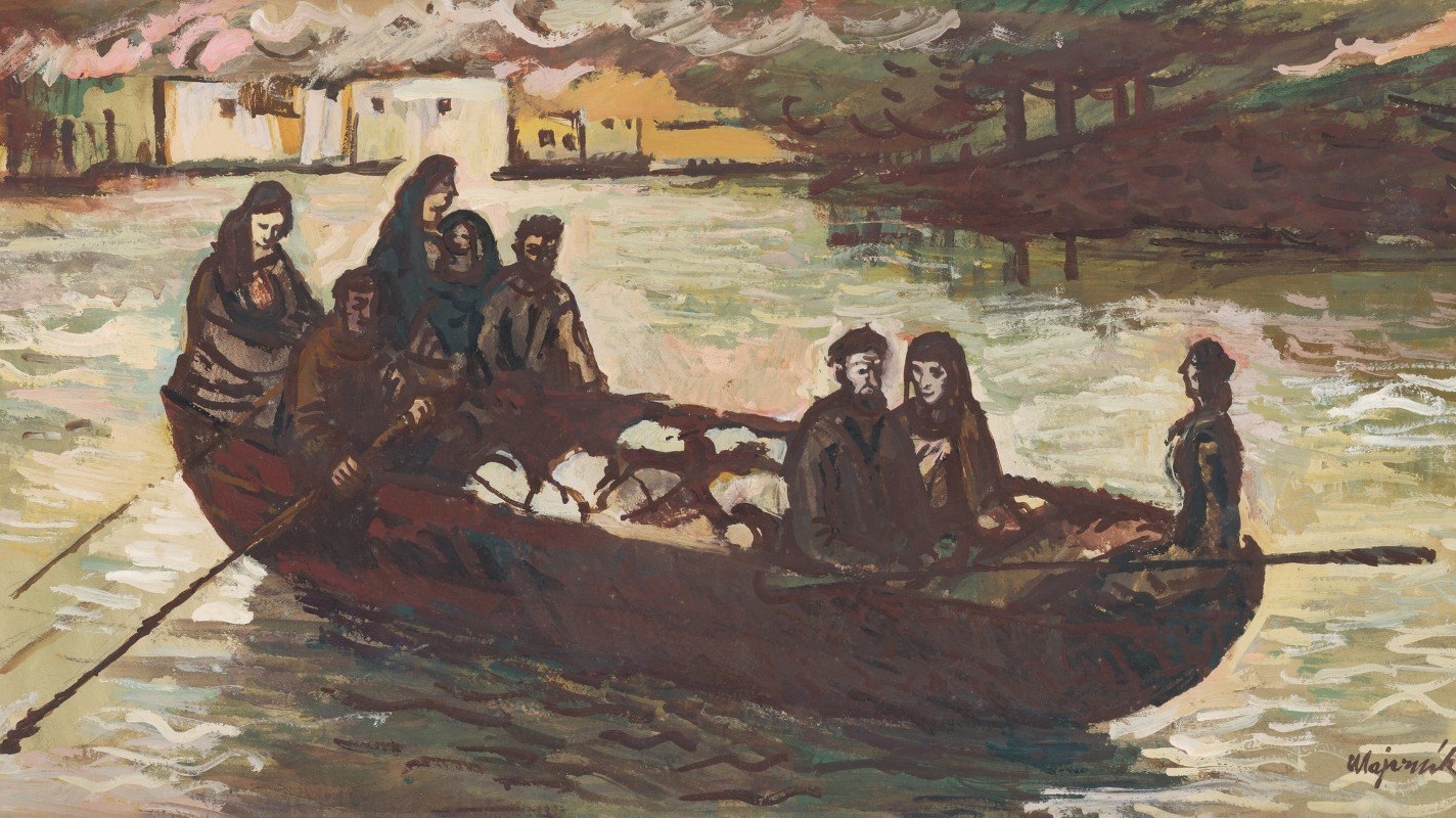 Киприан Майерник. Спасение из горящей деревни (фрамент). 1945