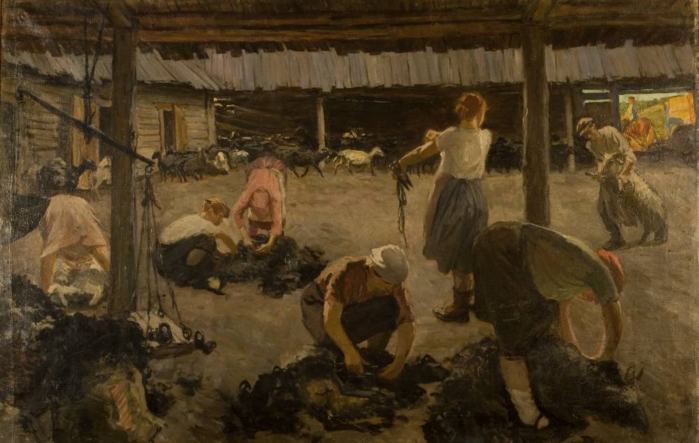 АркадийПластов. Стрижка овец. 1935