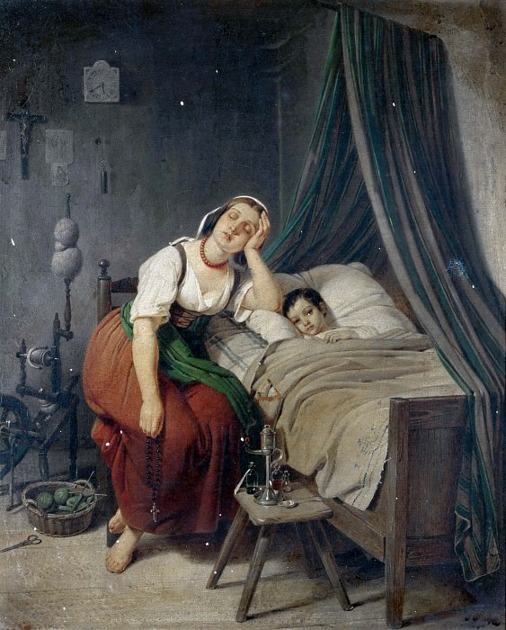 Теодор Леопольд Веллер. Заботливая мать. 1835
