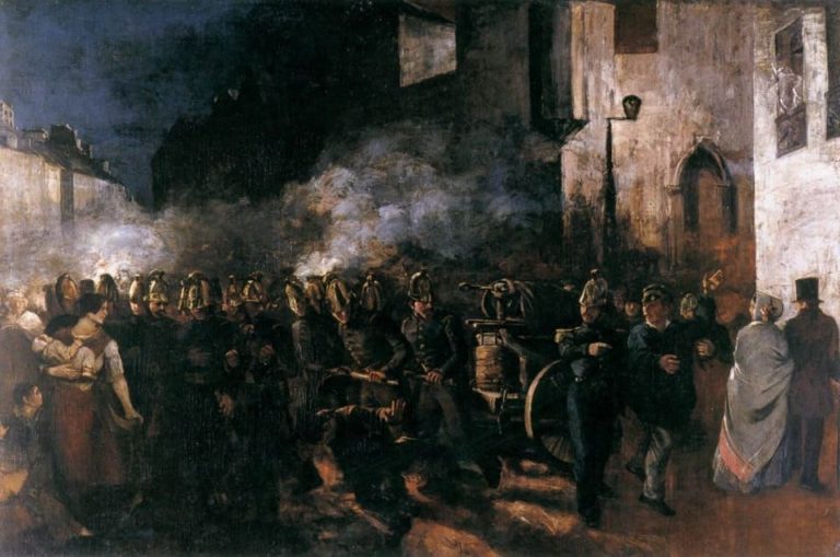 Густав Курбе. Пожарные бегут на пожар. 1850
