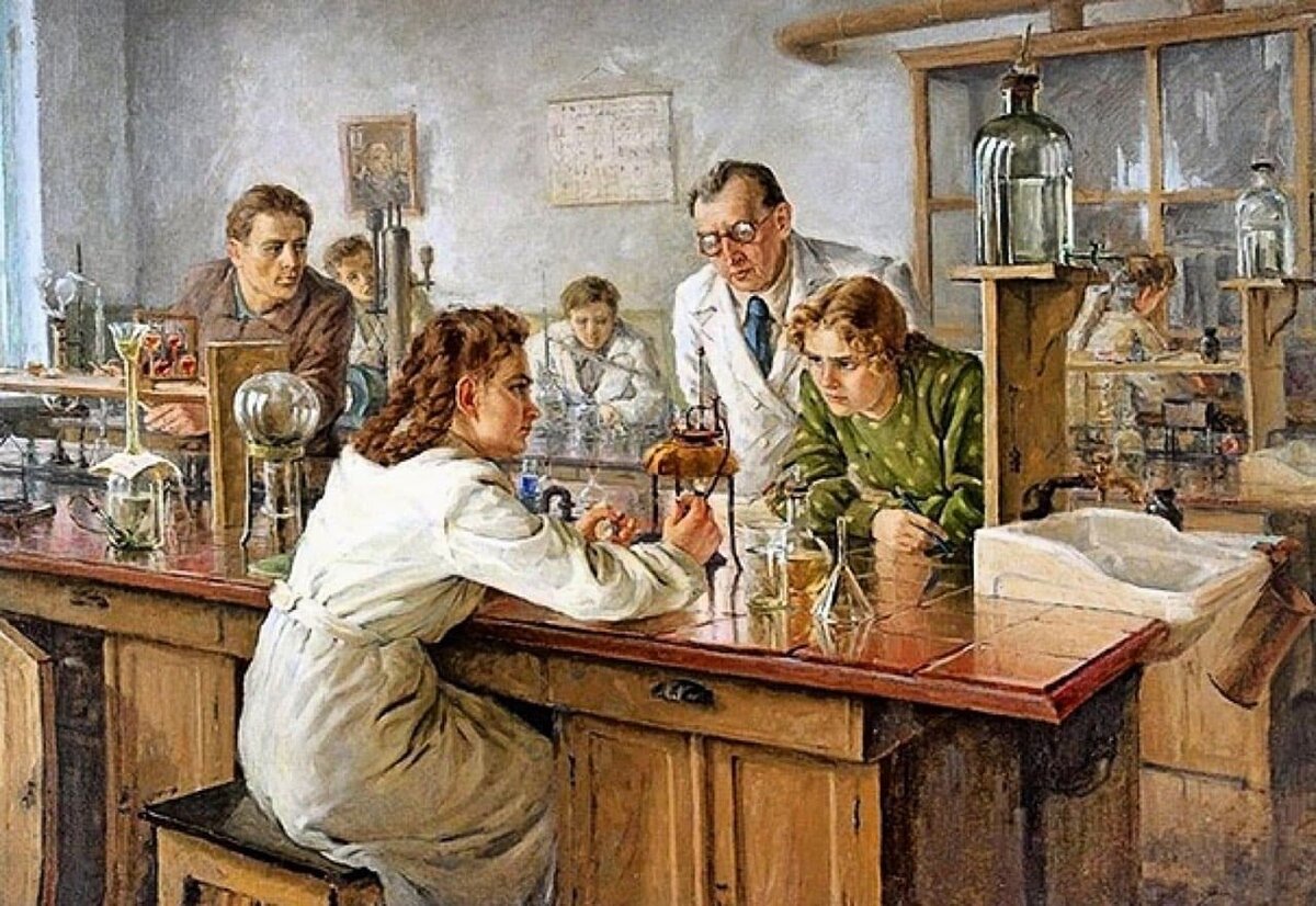 Николай Иванович Ульянов в лаборатории