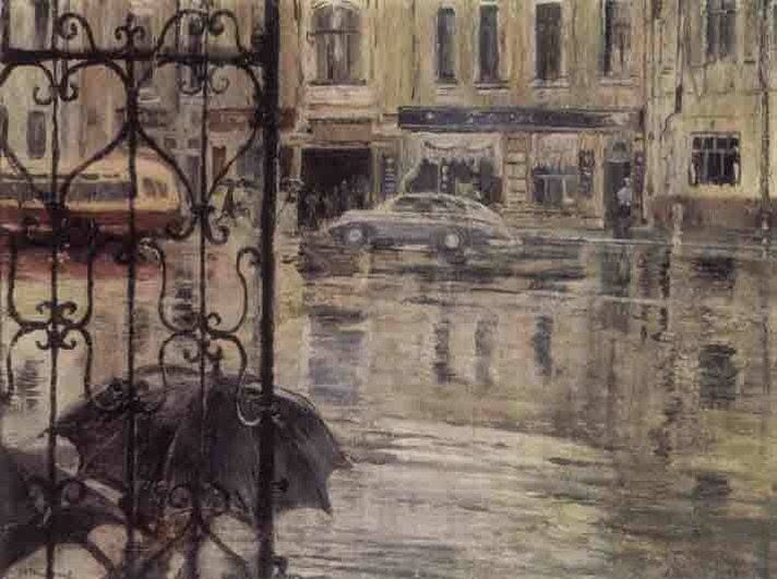 Юрий Пименов. Проливной дождь. 1957