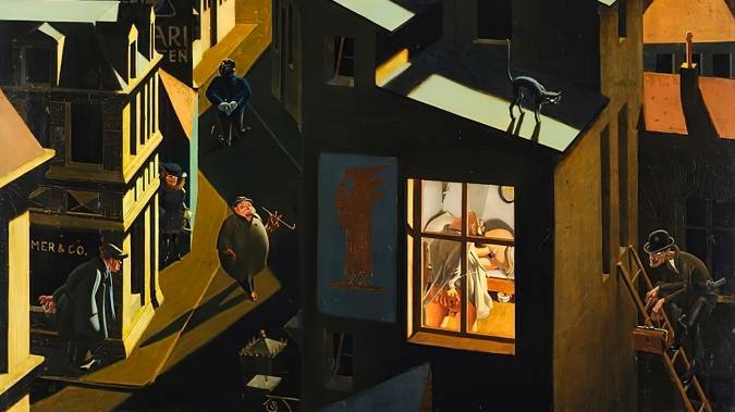 Георг Шольц. Маленький немецкий город ночью.(фрагмент) 1923