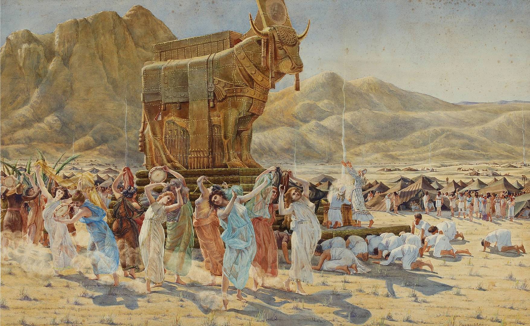 Анри-Поль Мотт. Пляска израильитян вокруг золотого тельца. 1899