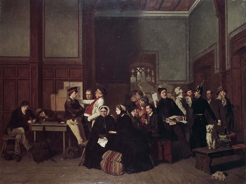 Карл де Юнкер. Комната ожидания третьего класса. 1865