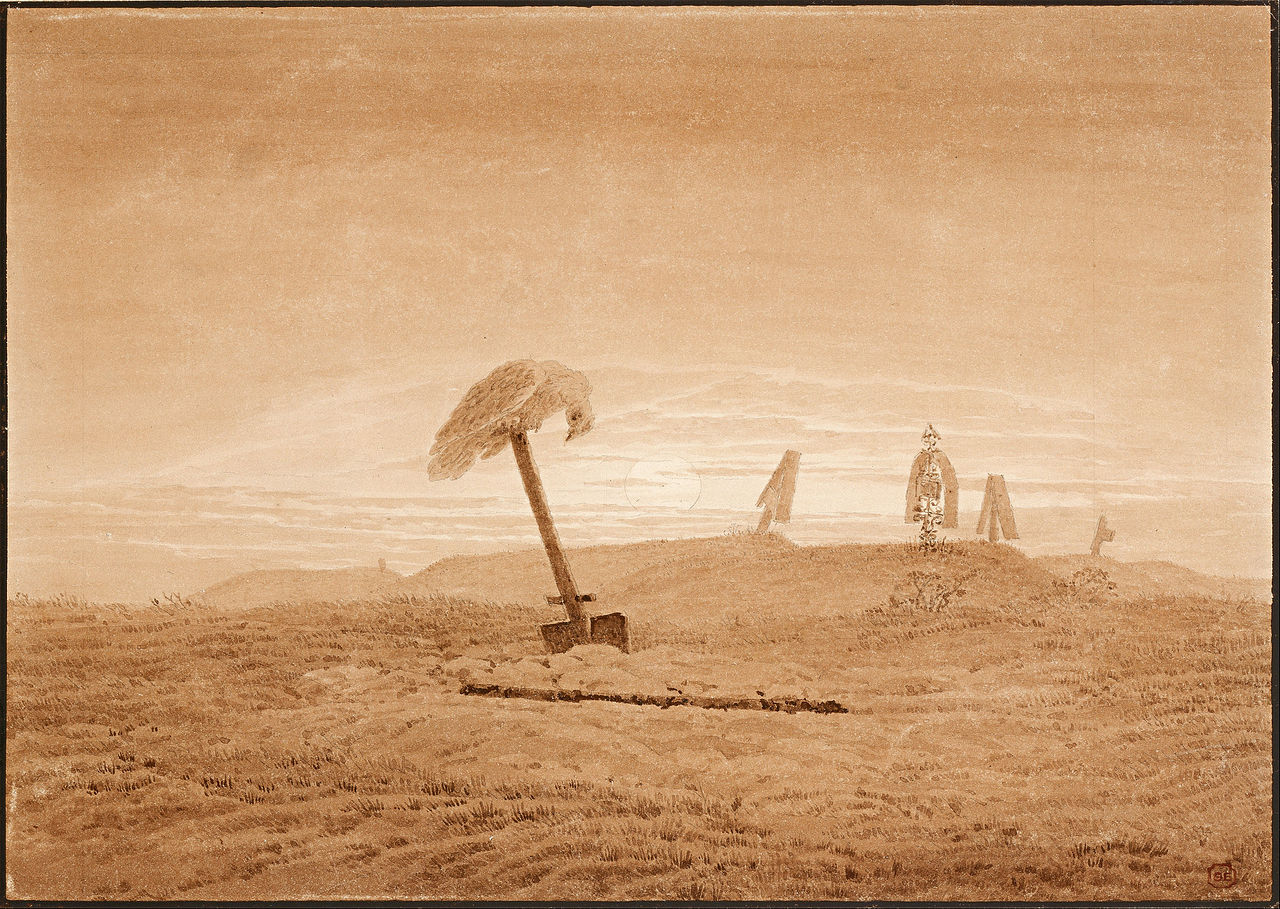Каспар Давид Фридрих. Пейзаж с могилами. 1835-1837
