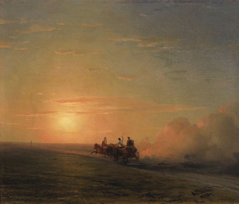 Иван Айвазовский. Тройка в степи. 1882
