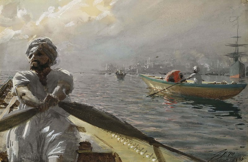 Андерс Цорн. Турецкий лодочник в гавани Константинополя. 1886