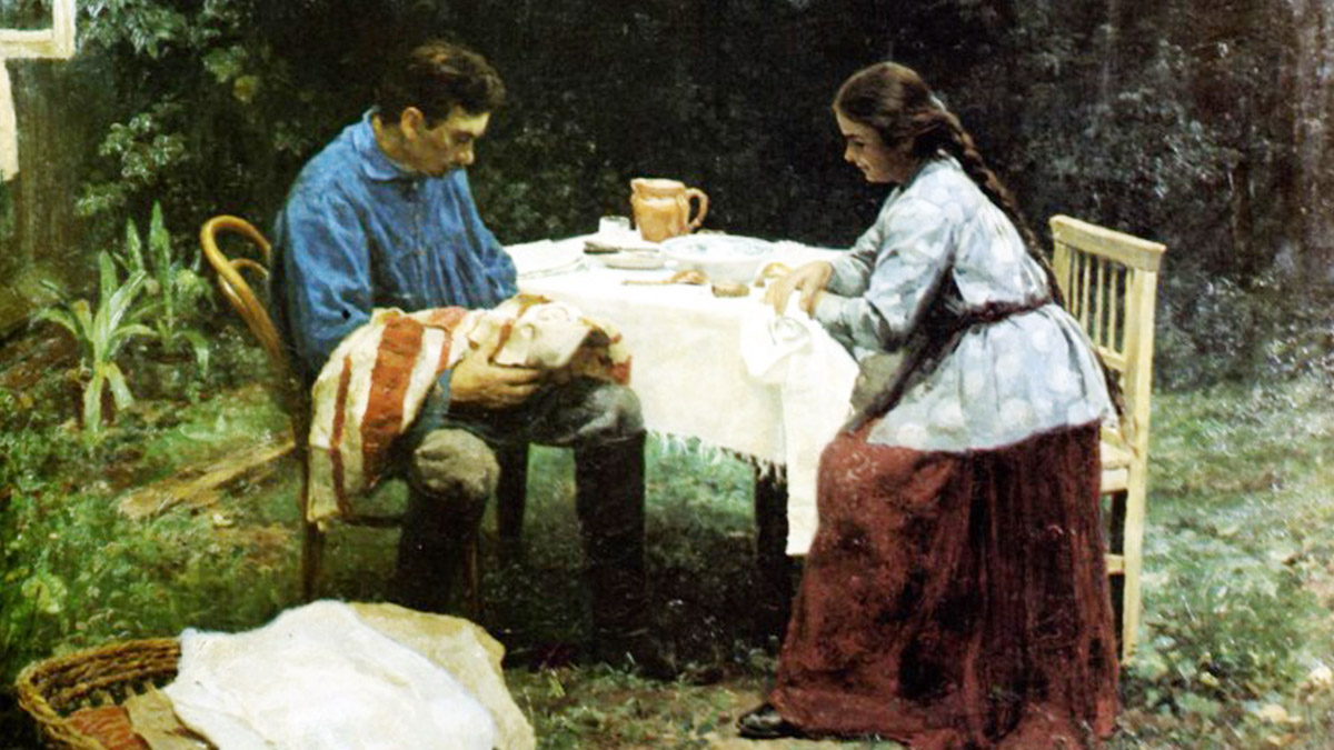 Худ. Николай Касаткин «Рабочая семья.Что его ждёт» 1891 г.