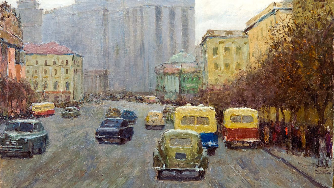 Николай Соловьев. На улицах Москвы (фрагмент). 1950-е
