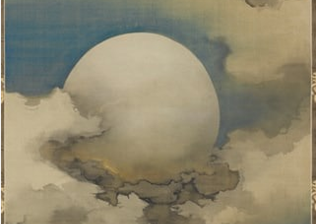 Судзуки Сенэн. Луна в облаках. Подвесной свиток (фрагмент). Япония. Конец XIX — начало XX века