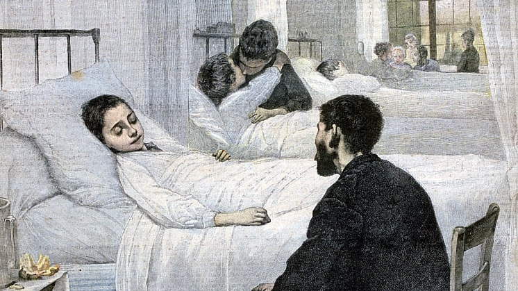 Генри Жоффруа. День посещения в больнице (фрагмент). 1893