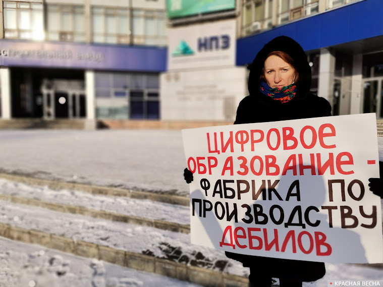 Протест родителей против ЦОС и дистанта в Заельцовском районе Новосибирска