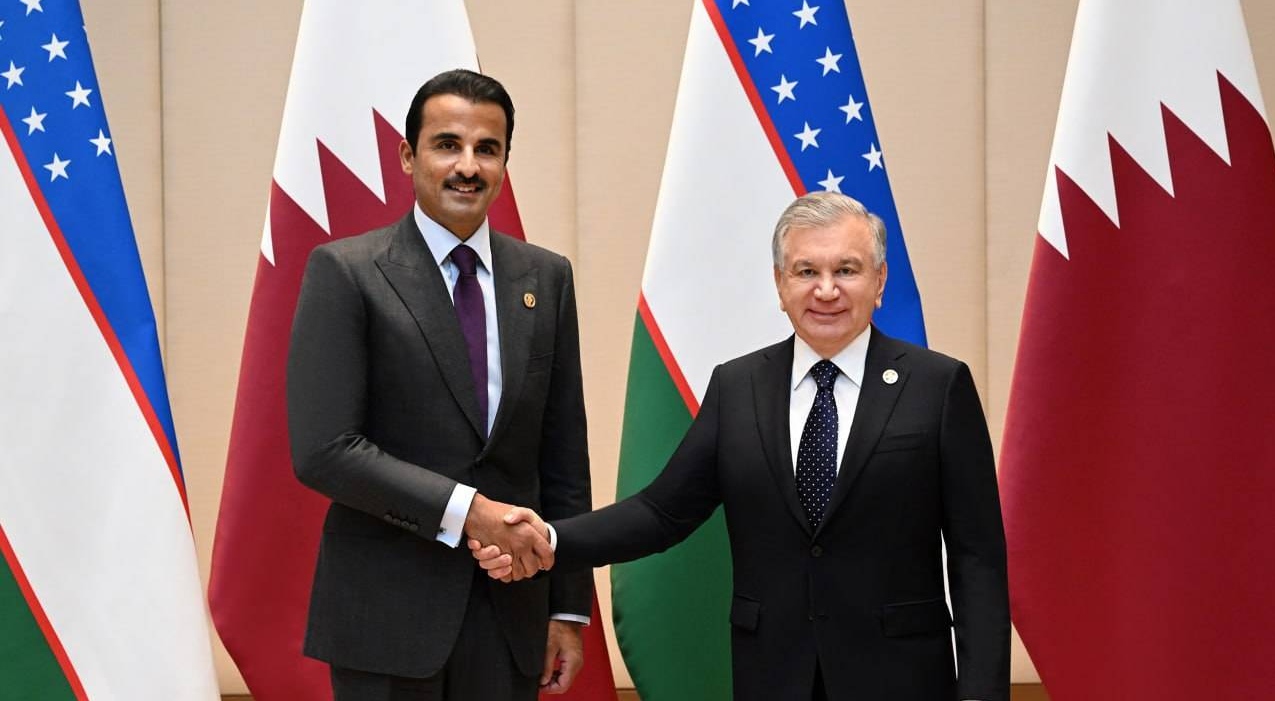 Президент Узбекистана Шавкат Мирзиёев и эмир Катара шейх Тамим бин Хамад Аль Тани