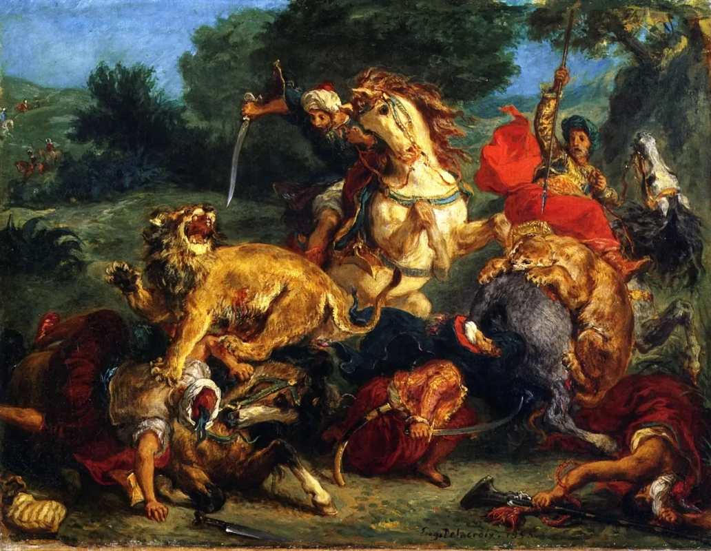Эжен Делакруа. Охота на львов. 1855