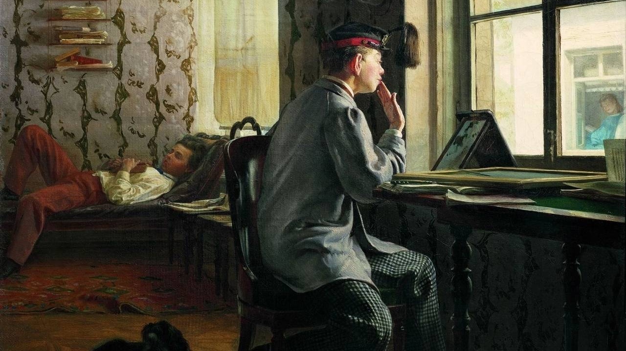 Илья Репин. Приготовление к экзамену. 1864