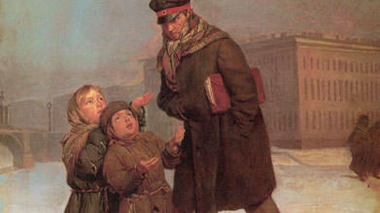 Фирс Журавлев. Дети-нищие. Фрагмент. 1870