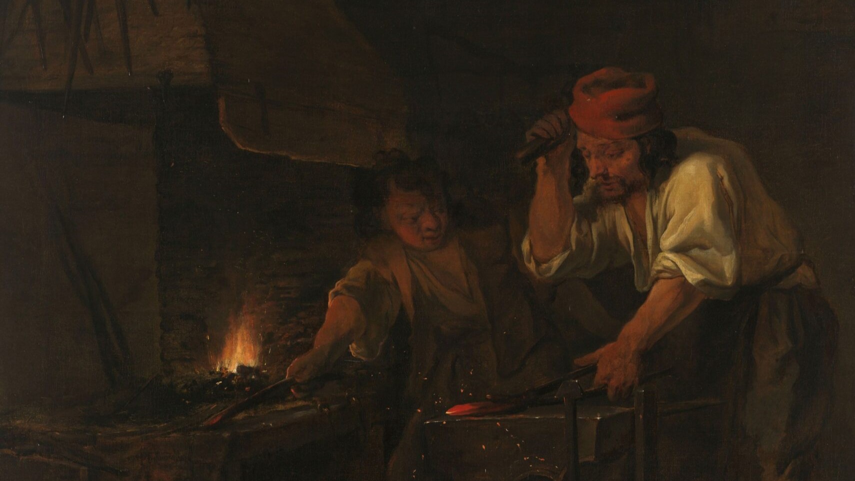 Габриель Метсю. Кузнец-оружейник (фрагмент). 1650-1660