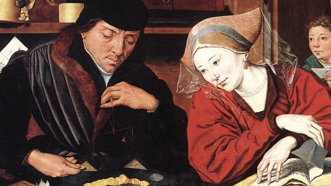Маринус ван Реймерсвале. Банкир со своей женой (фрагмент)