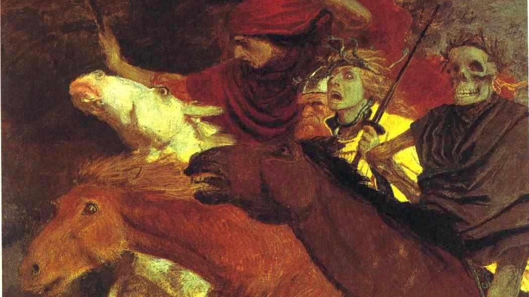 Бёклин Арнольд. Четыре всадника Апокалипсиса (фрагмент). 1896