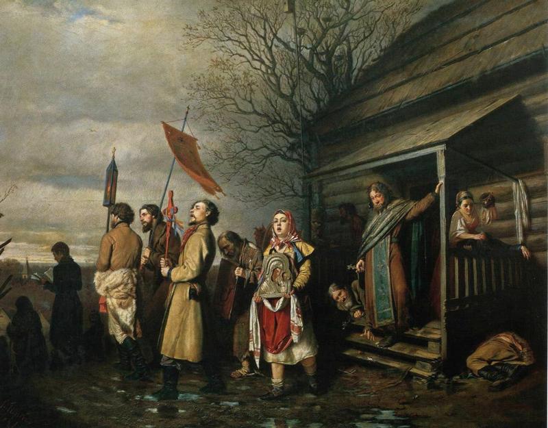 Василий Перов. Сельский крестный ход на Пасху. 1861