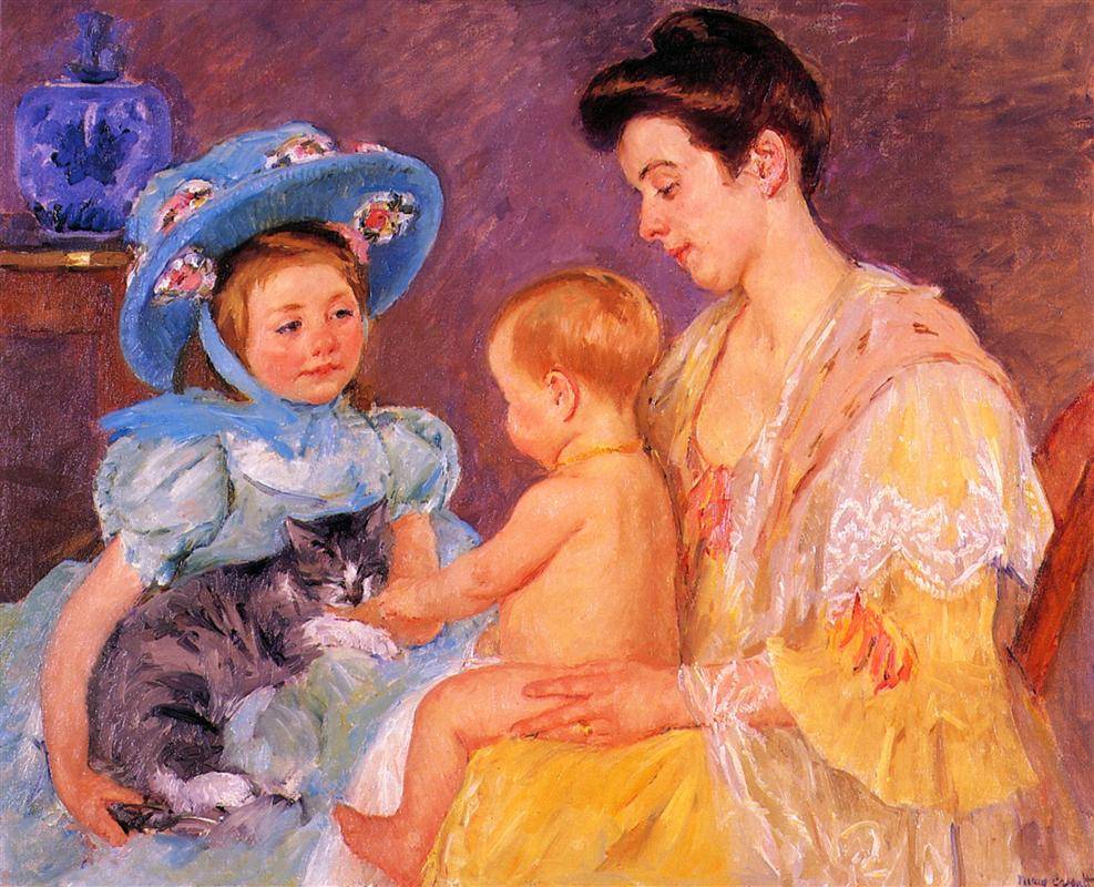 Кассат Мэри. Дети играют с котом. 1908