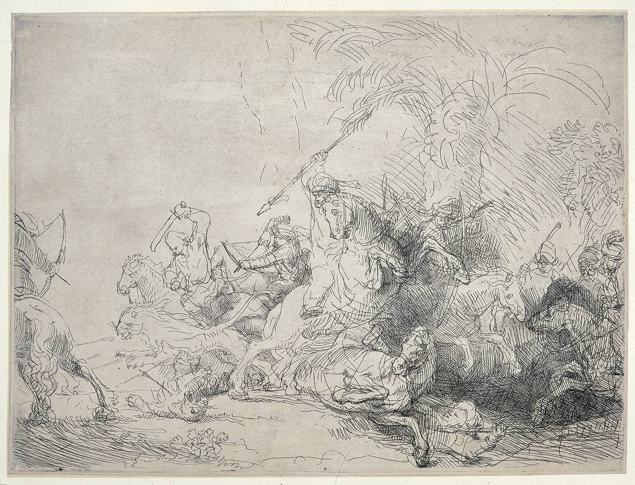 Рембрандт Харменс ван Рейн. Охота на львов, большая. 1641