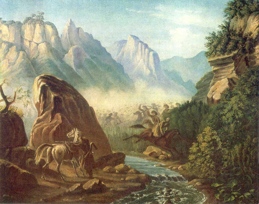 Михаил Лермонтов. Перестрелка в горах Дагестана. 1840