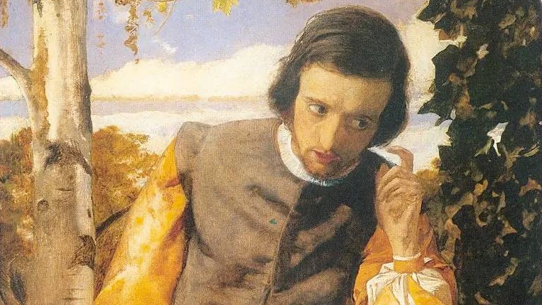 Артур Хьюз. Бенедикт подслушивает у беседки. «Много шума из ничего». 1854