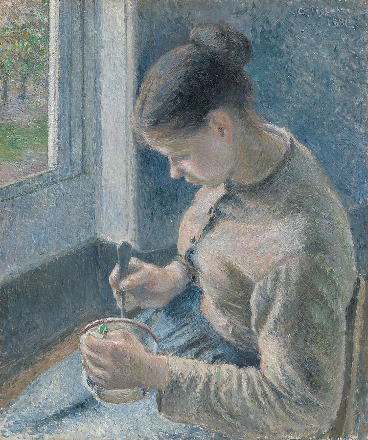 Камиль Писсарро. Молодая крестьянка с чашкой кофе. 1881