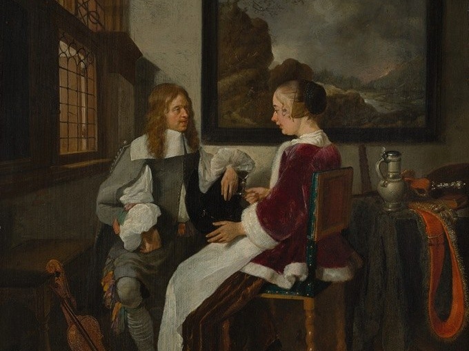 Квиринг Герритс ван Брекеленкам. Сентиментальный разговор (фрагмент). 1660-е