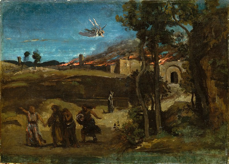 Жан-Батист-Камиль Коро. Разрушение Содома, эскиз. 1843
