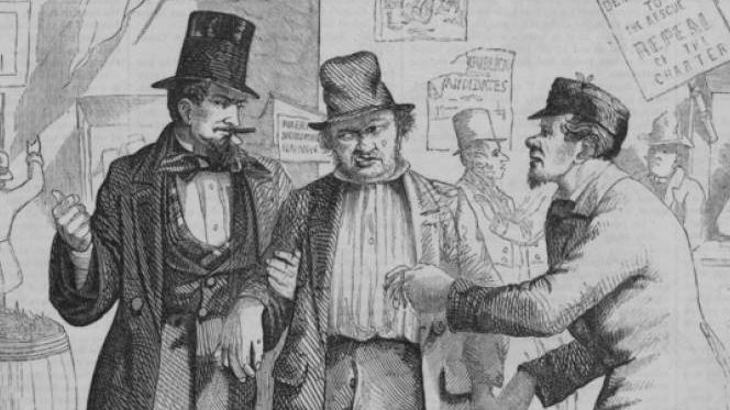 Harper’s Weekly. Политики, пытающиеся купить голоса избирателей. 1857