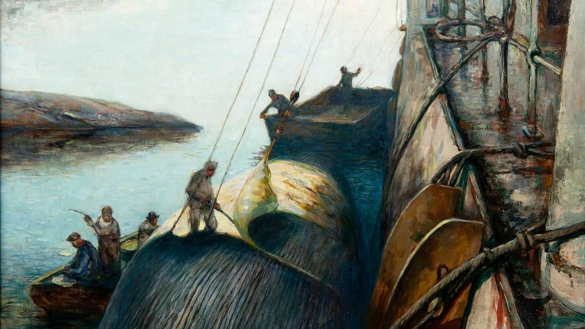 Карл Дорнбергер. Отбортовка синего кита. Залив Уэйлерс, Остров Десепшен. 1926-28г.