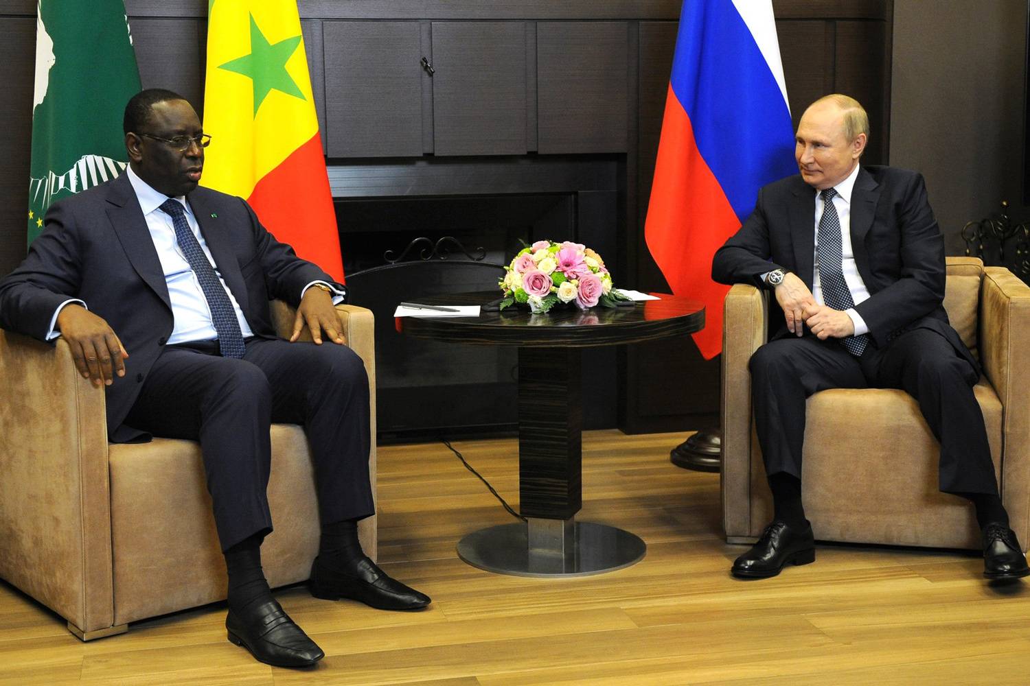 Переговоры президента Сенегала Маки Салла с президентом РФ Владимиром Путиным в Сочи, 2022 год