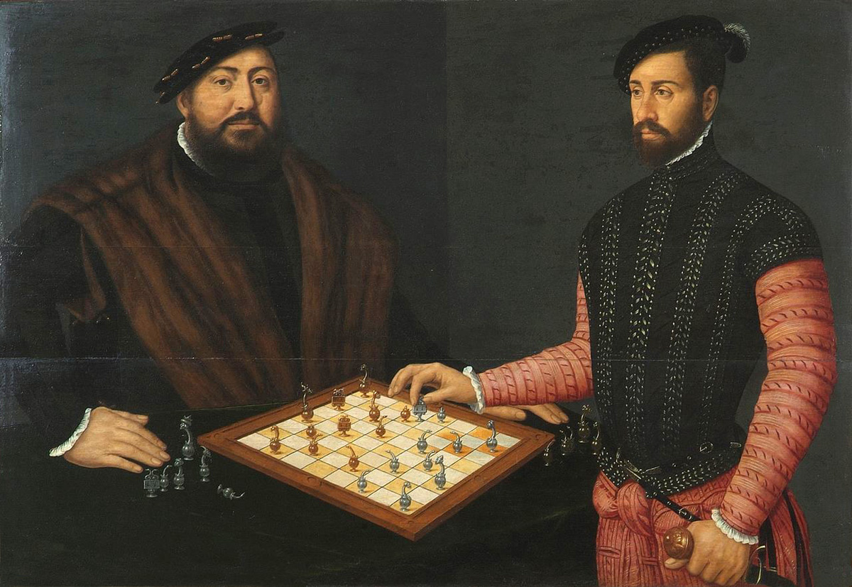 Антонис Мор. Курфюрст Иоганн Фридрих играет в шахматы с испанским дворянином. XVI век