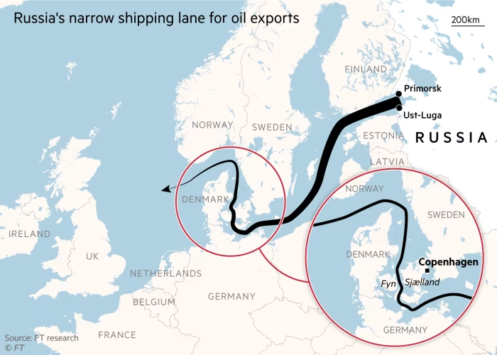 Маршрут прохода российских танкеров через Балтику
