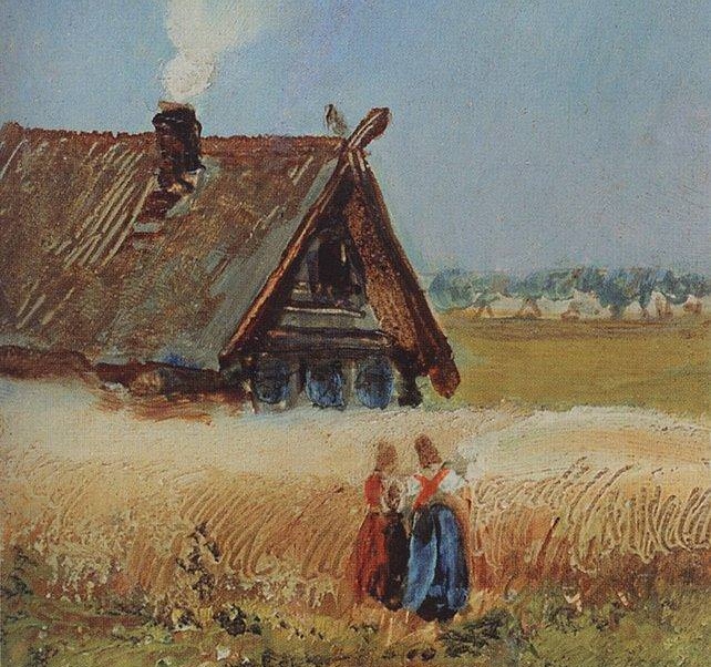 А. К. Саврасов. Кутузовская изба в Филях (фрагмент). 1860-е