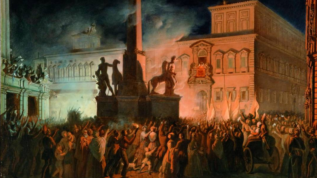 Брюллов Карл. «Политическая демонстрация в Риме в 1846 году» (Фрагмент). 1849