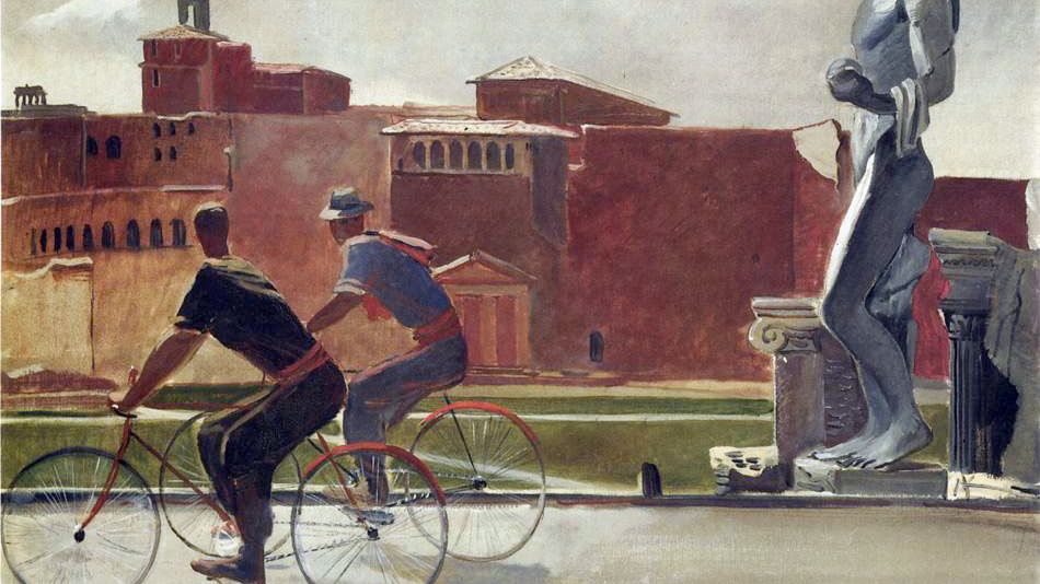 Александр Дейнека. Итальянские рабочие на велосипедах. 1935