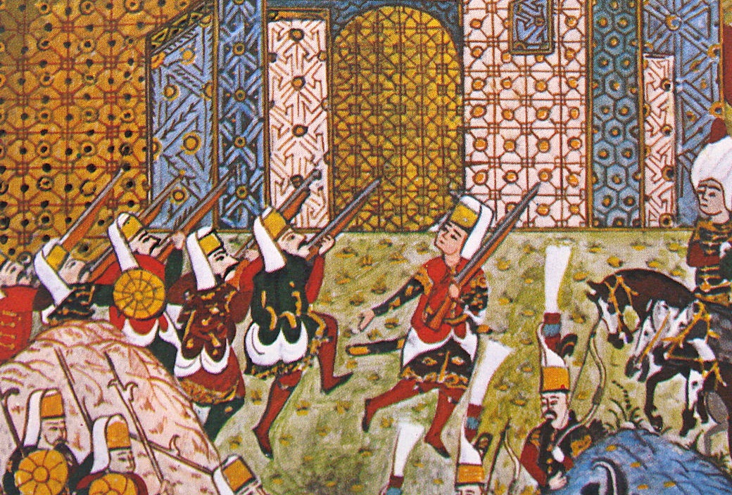 «Османские янычары, осада Родоса» (1522 г.) Миниатюра (фрагмент)