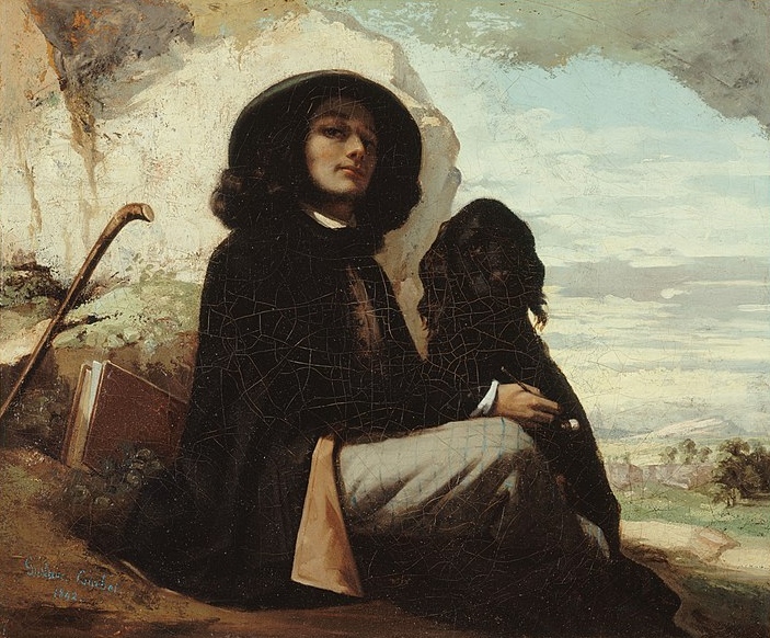 Гюстав Курбе. Автопортрет с чёрной собакой. 1842