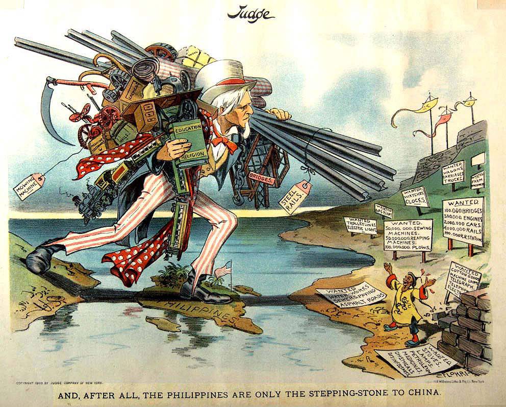 «И, после всего, Филиппины - только шаг в Китай». Американская иллюстрация. 1902