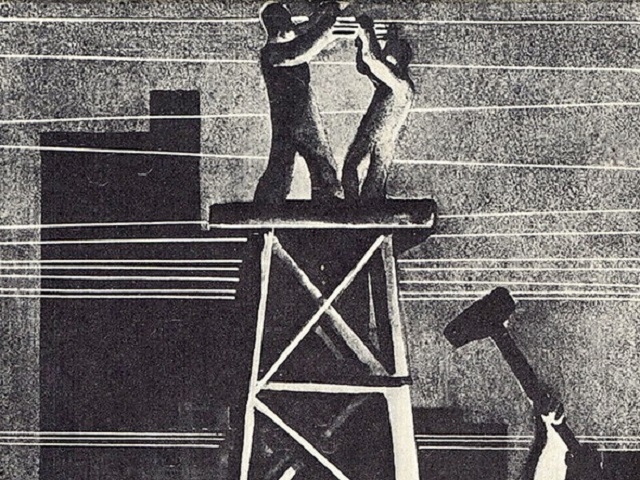 Александр Дейнека. Ночной ремонт трамвайной сети. Журнал «Даешь» (фрагмент). 1929