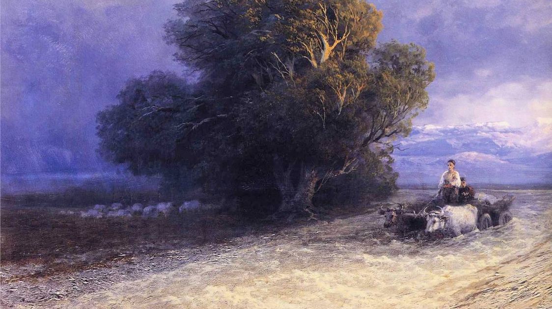 И. К. Айвазовский. Телега с волами пересекает затопленную равнину 1897